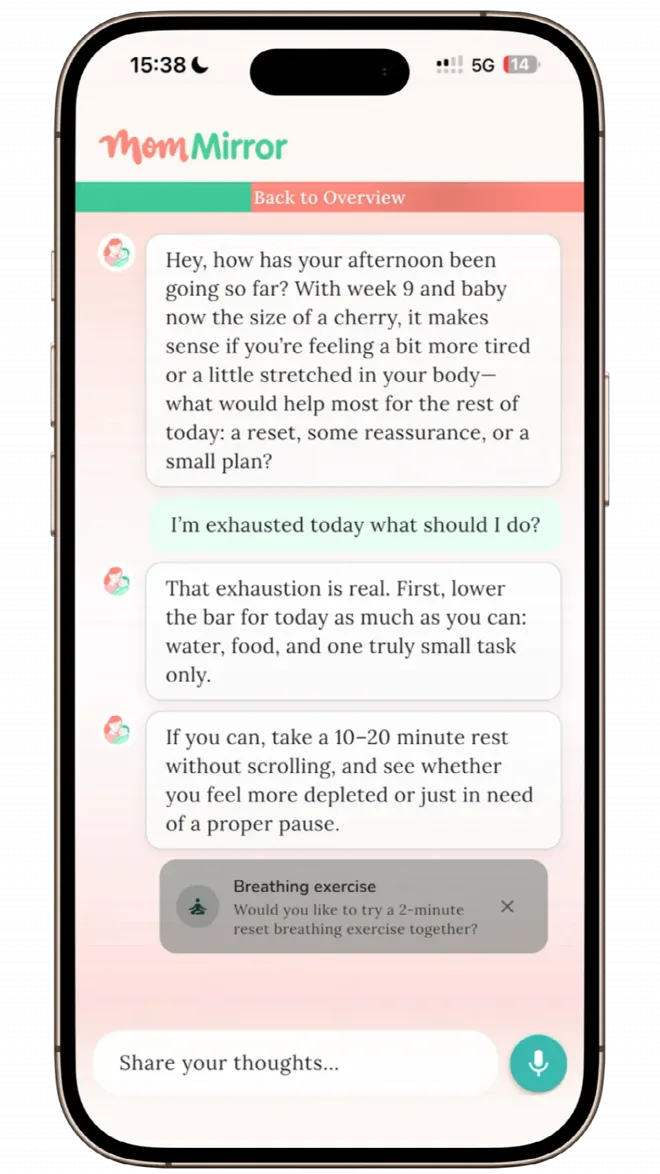 MomMirror guided reflection chat screen