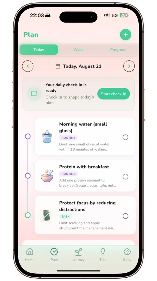 MomMirror personalised daily plan and routines