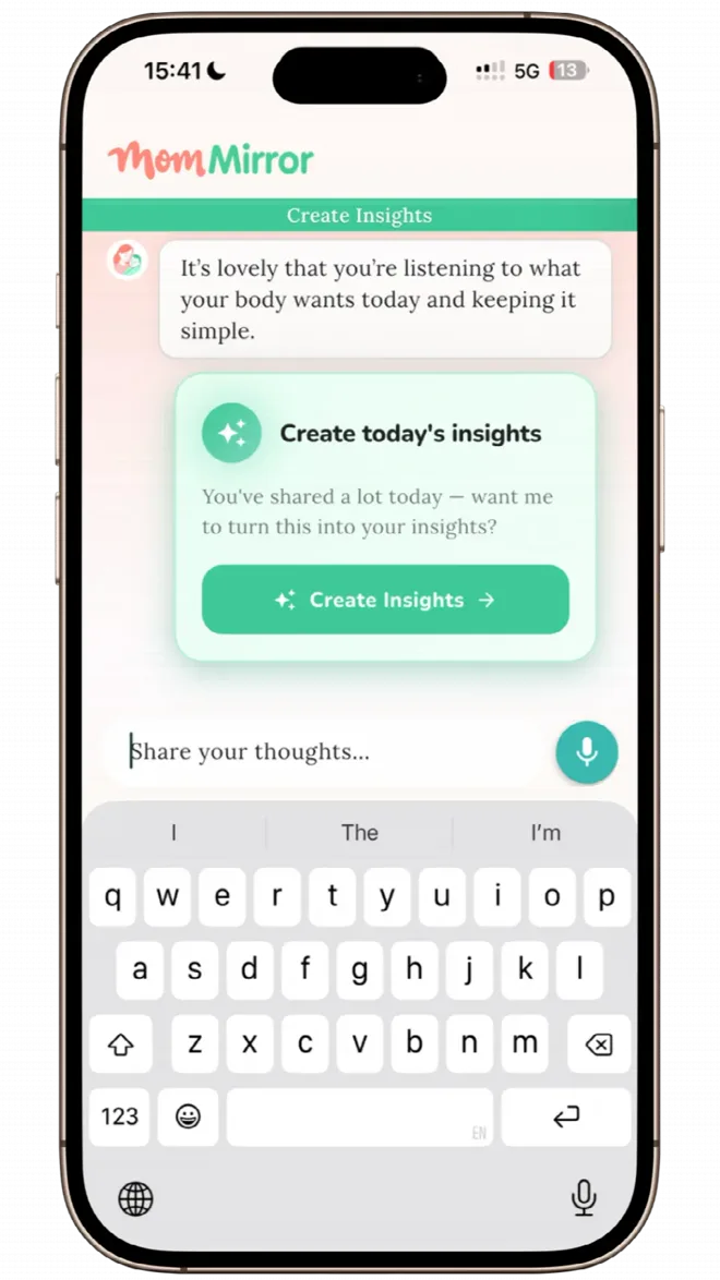 MomMirror cognitive reframing screen