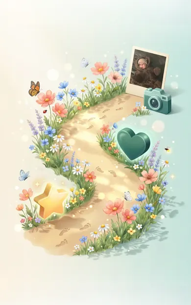 Full week view with 7 different flowers, clouds, water animation