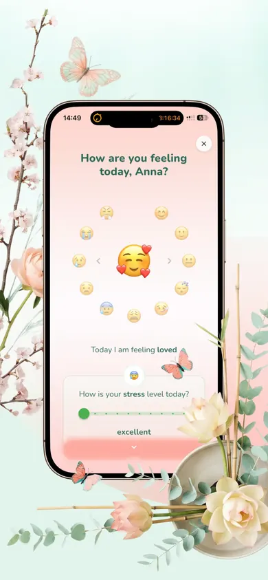 Mood emoji carousel with all options visible